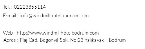 Windmill Hotel telefon numaralar, faks, e-mail, posta adresi ve iletiim bilgileri
